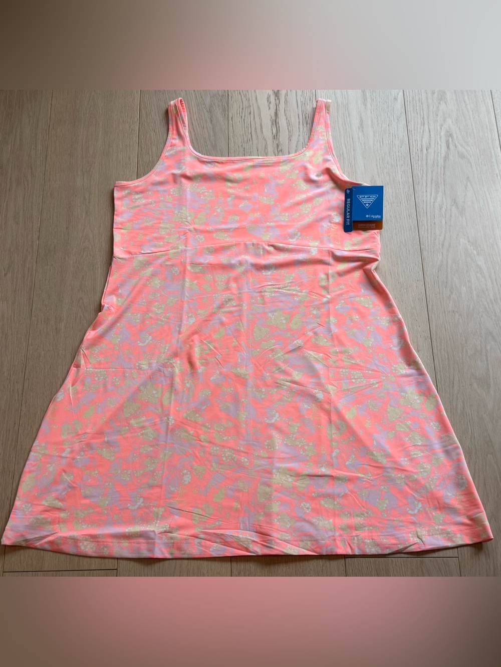 Columbia Dress 1X Coral Pink Floral Omni-Shade NWT Plus Travel Summer Vacation